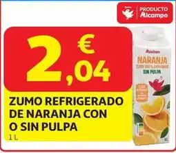 Alcampo Zumo naranja sin pulpa refrigerado auchan purepack 1 l oferta