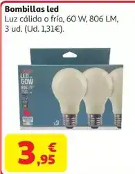 Alcampo Pack 3 led estandar cristal e27 60w 806 lm fria oferta