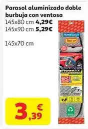Alcampo Parasol aluminizado doble burbuja 145x70cm c/ventosa oferta