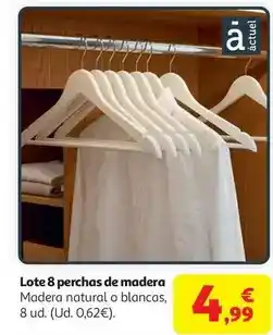 Alcampo Set 8 perchas madera natural actuel t1 oferta