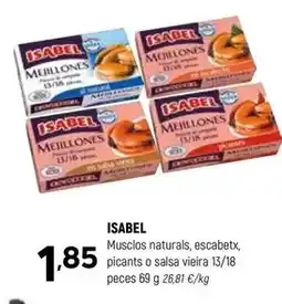 Coviran Isabel - musclos naturals, escabetx, picants o salsa vieira oferta