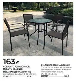 BigMat Conjunto formado por mesa y 4 sillones mesa barcelona bronce oferta