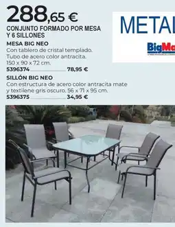 BigMat Conjunto formado por mesa y 6 sillones oferta