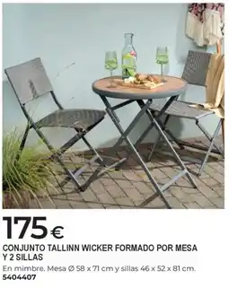 BigMat Conjunto tallinn wicker formado por mesa y 2 sillas oferta
