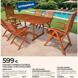 BigMat Conjunto formado por mesa, 4 sillones y 2 multiposiciones mesa gaia oferta