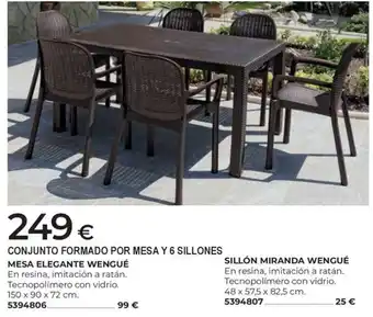 Conjunto formado por mesa y 6 sillones
