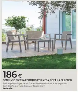 BigMat Conjunto riviera formado por mesa, sofá y 2 sillones oferta