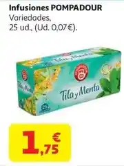 Alcampo Infusion tila c/menta pompadour 25 und 43 g oferta