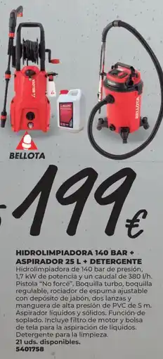 BigMat Hidrolimpiadora 140 bar + aspirador 25 l + detergente oferta