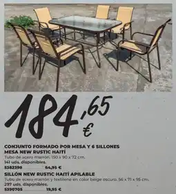 BigMat Conjunto formado por mesa y 6 sillones mesa new rustic haití oferta