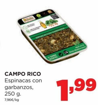 Alimerka Campo Rico Espinacas Con Garbanzos, 250 g. oferta