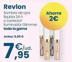 Clarel Revlon - sombra de ojos liquida 24 h o corrector iluminador glimmer toda la gama oferta