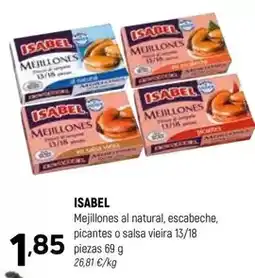 Coviran Isabel - mejillones al natural, escabeche, picantes o salsa vieira oferta