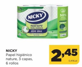 Alimerka Nicky Papel Higiénico Nature, 3 Capas, 6 Rollos oferta