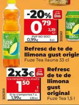 Dia FUZE TEA Refresc de te de Ilimona gust original oferta
