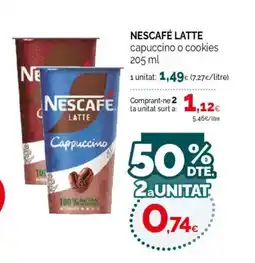 Condis NESCAFÉ LATTE capuccino o cookies oferta