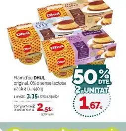 Condis DHUL Flam d'ou original, 0% o sense lactosa oferta