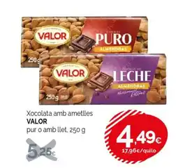 Condis VALOR Xocolata amb ametlles pur o amb llet oferta