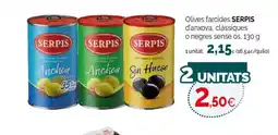 Condis SERPIS Olives farcides d'anxova, clàssiques o negres sense os oferta