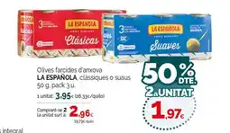 Condis LA ESPAÑOLA Olives farcides d'anxova clàssiques o suaus oferta