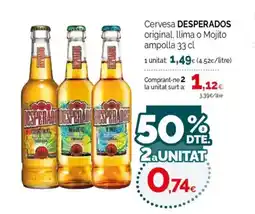 Condis DESPERADOS Cervesa Cervesa original, llima o Mojito ampolla oferta
