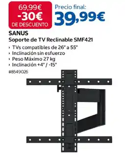 Costco SANUS Soporte de TV Reclinable SMF421 oferta