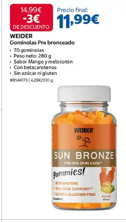 Costco WEIDER Gominolas Pre bronceado oferta