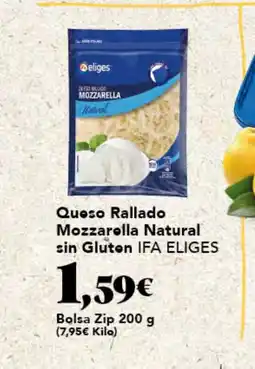 Gadis IFA ELIGES Queso Rallado Mozzarella Natural sin Gluten oferta
