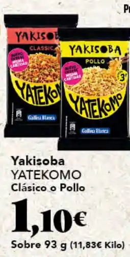 Gadis YATEKOMO Yakisoba Clásico o Pollo oferta
