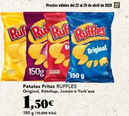 Gadis RUFFLES Patatas Fritas Original, Ketchup, Jamón o York'eso oferta