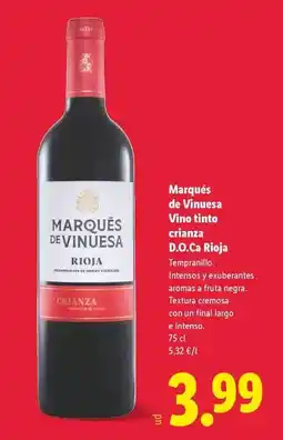 Lidl Marqués de vizhoja - vino tinto crianza d.o.ca rioja oferta