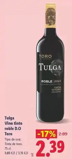 Lidl Toro - tulga vino tinto roble d.o oferta