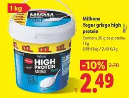 Lidl Milbona - yogur griego high protein oferta