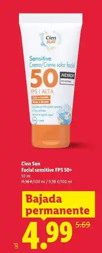 Lidl Cien sun - facial sensitive fps 50+ oferta