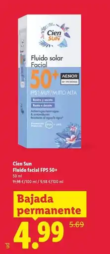 Lidl Cien sun - fluido facial fps 50+ oferta