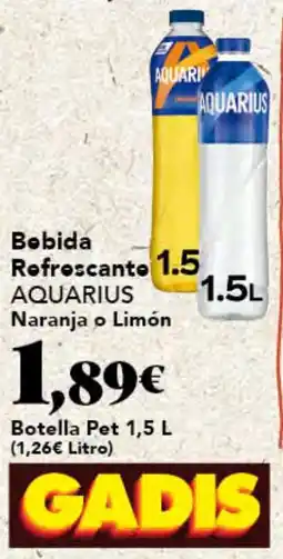 Gadis AQUARIUS Bebida Refrescanto Naranja o Limón oferta