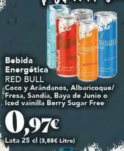 Gadis RED BULL Bebida Energética Coco y Arándanos, Albaricoque/ Fresa, Sandía, Baya de Junio o Iced vainilla Berry Sugar Free oferta