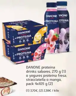 HiperDino DANONE proteína drinks sabores o yogures proteína fresa, stracciatella o mango oferta
