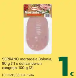 HiperDino SERRANO mortadela Bolonia o delisandwich cangrejo oferta