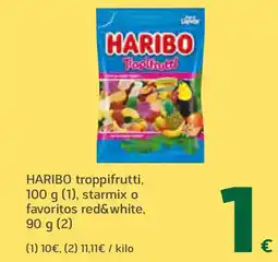 HiperDino HARIBO troppifrutti starmix o favoritos red&white oferta