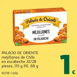 HiperDino PALACIO DE ORIENTE mejillones de Chile en escabeche oferta