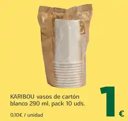 HiperDino KARIBOU vasos de cartón blanco oferta