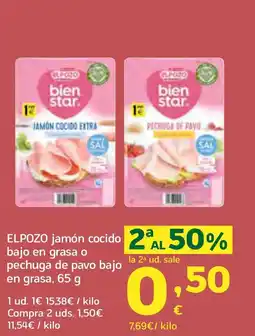 HiperDino ELPOZO jamón cocido bajo en grasa o pechuga de pavo bajo en grasa oferta