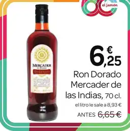 Supermercados El Jamón MERCADER DE LAS INDIAS Ron Dorado oferta