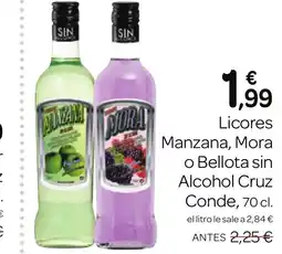 Supermercados El Jamón Licores Manzana, Mora o Bellota sin Alcohol Cruz Conde oferta