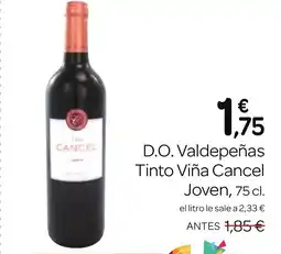 Supermercados El Jamón D.O. Valdepeñas Tinto Viña Cancel Joven oferta