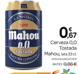 Supermercados El Jamón MAHOU Cerveza 0,0 Tostada oferta
