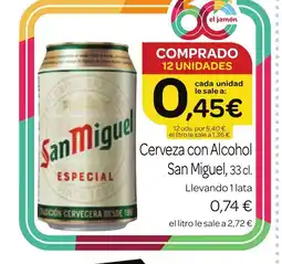 Supermercados El Jamón SAN MIGUEL Cerveza con Alcohol oferta