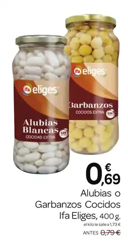 Supermercados El Jamón IFA ELIGES Alubias o Garbanzos Cocidos oferta