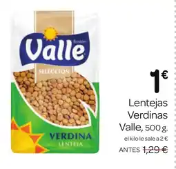 Supermercados El Jamón VALLE Lentejas Verdinas oferta